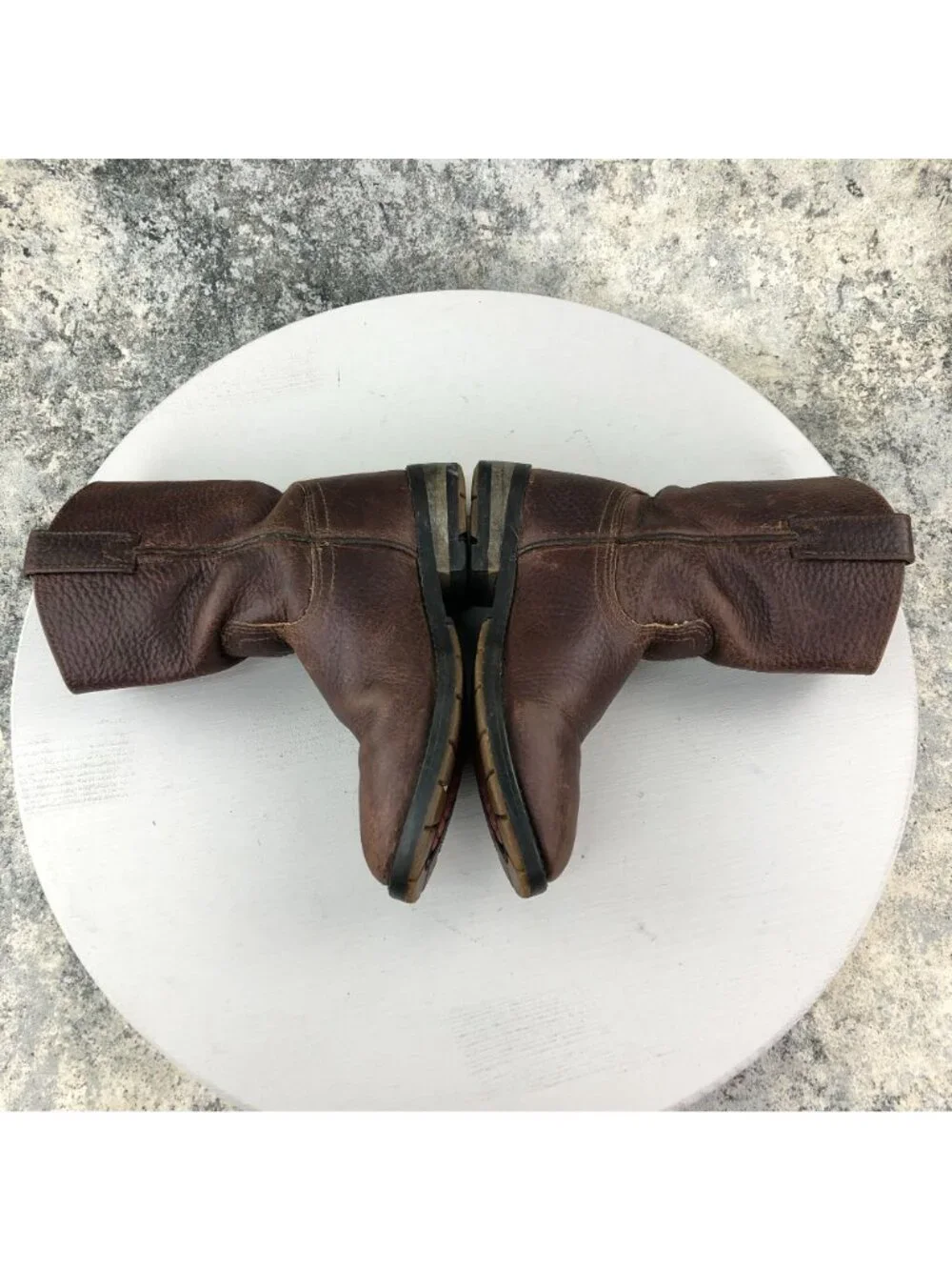 Double H Kid's Size 12 Brown Leather Pull On Closed Toe Western Cowboy Boots